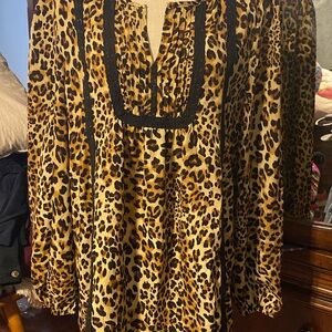 Suzanne Betro Leopard Print Top in Brown, Black, Cream